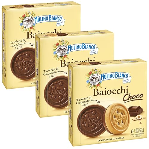 MULINO BIANCO Baiocchi Choco - Italienische Kekse mit Schokoladenfüllung 144g x 3 Pakete von sarcia.eu