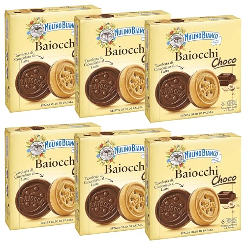 MULINO BIANCO Baiocchi Choco - Italienische Kekse mit Schokoladenfüllung 144g x 6 Pakete von sarcia.eu