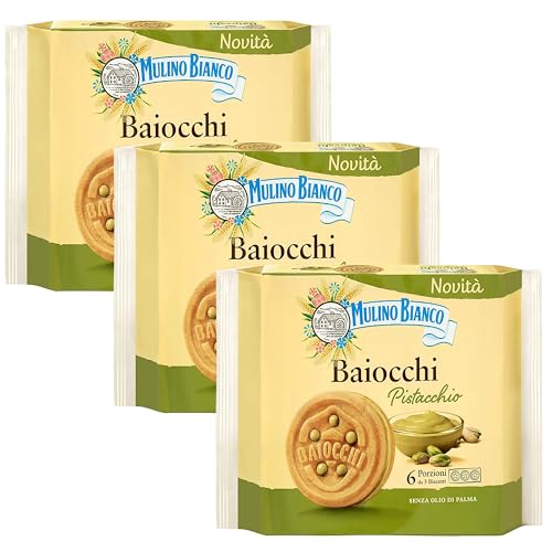 MULINO BIANCO Baiocchi Pistacchio - Kekse mit Pistazienfüllung 168g x 3 Pakete von sarcia.eu