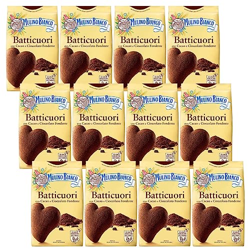 MULINO BIANCO Batticuori Italienisches Mürbegebäck Kakao Kekse 350g x 12 pakete (Batticuori, x12) von sarcia.eu