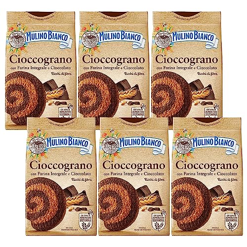 MULINO BIANCO Cioccograno Italienisches Mürbegebäck aus Vollkornmehl und dunkler Schokolade 330g x 6 pakete (Cioccograno, x6) von sarcia.eu