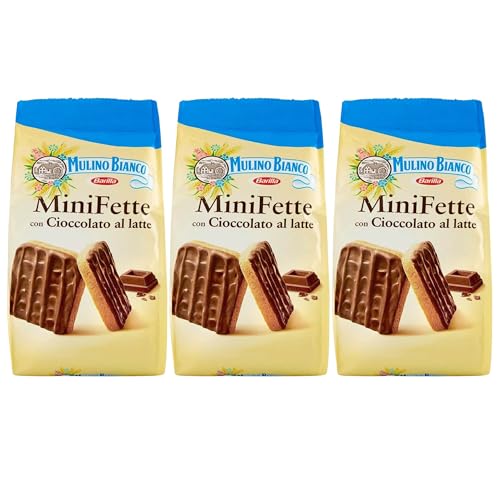 MULINO BIANCO Mini Fette - Italienische Mini-Kekse mit Überzug aus Milchschokolade 110g (x3) von sarcia.eu