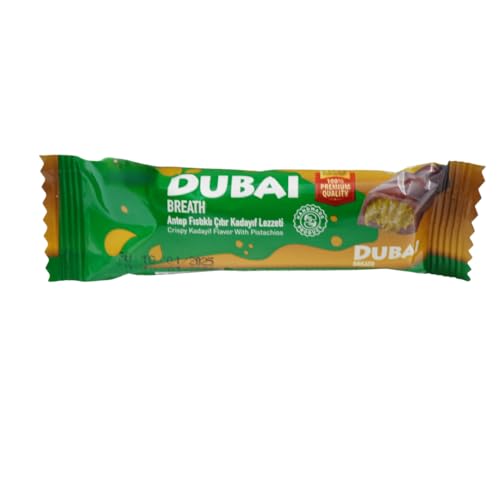 Dubai Breath Schokolade – Knuspriger Kadayıf mit Pistazien, Premium-Qualität, Handgemachte Dessert-Tafel,Halva (1stück/30gr) von sayy