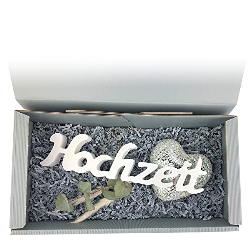 Geschenk zur Hochzeit - hochwertiges Geschenk - Schriftzug 'Hochzeit' - Hochzeitsgeschenk - Herz in Mosaikoptik - ideales Geldgeschenk - inkl. Geschenkverpackung von schenken-24