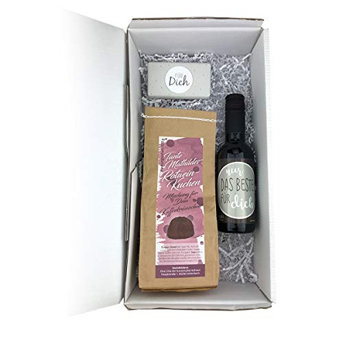 Geschenkbox 'verschieden Backmischungen' Prosecco-Brot/Rotweinkuchen/Bierbrot, Anzahl:10er Set, Brotbackmischung:Kaffeekränzchen Rotweinkuchen von schenken-24