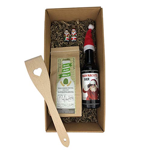 Geschenkbox 'verschieden Backmischungen' Prosecco-Brot/Rotweinkuchen/Bierbrot, Anzahl:2er Set, Brotbackmischung:Bier Brot - Weihnachten von schenken-24