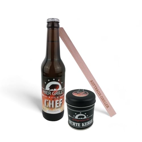 Geschenkset - Biermotiv zum auswählen - Grillgewürz -Grillzange personalisiert - Geburtstagsgeschenk - Männer - BBQ -, Bier:Grillchef, Grillzange:Alex von schenken-24