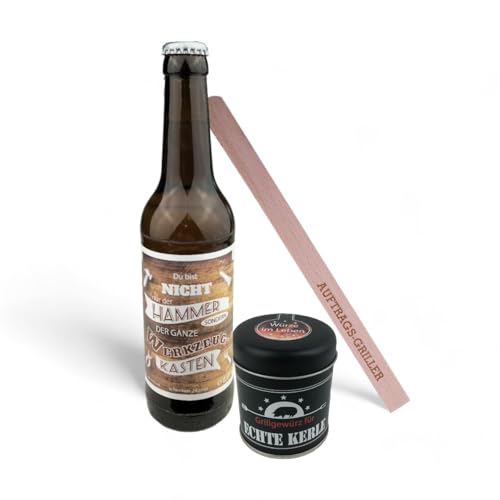 Geschenkset - Biermotiv zum auswählen - Grillgewürz -Grillzange personalisiert - Geburtstagsgeschenk - Männer - BBQ -, Bier:Handwerker, Grillzange:Andreas von schenken-24