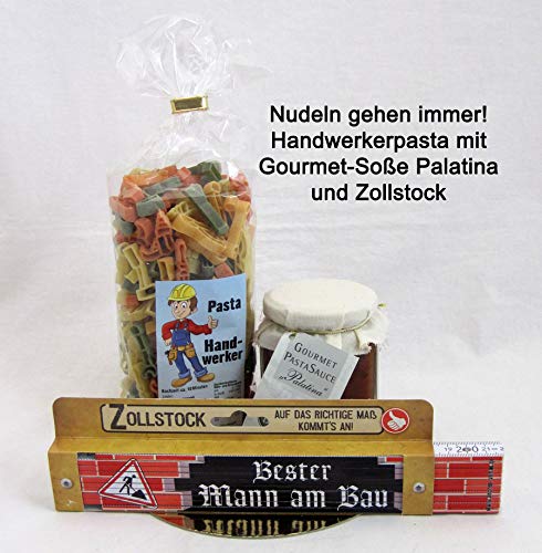 Handwerker-Pasta mit Gourmet-Soße und Zollstock von schenken und wohnen