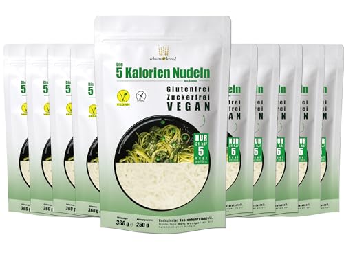 10er Packung | 5-Kalorien-Nudeln 250g | aus Algen | Glutenfrei, Fettfrei & Vegan | Geruchs- und Geschmacksneutral | Nur 5 kcal pro 100g | Schultz und König von schultz und könig