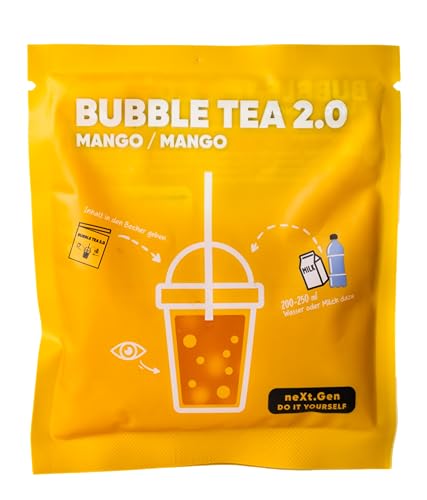 Mango Bubble Tea 2.0 - Instant Bubble Tea im Beutel inkl. Strohhalme, Einfache Zubereitung, Mit Milch oder Wasser, Perfekt für Unterwegs, Recyclingfähig, Intensiver Geschmack von schultz und könig