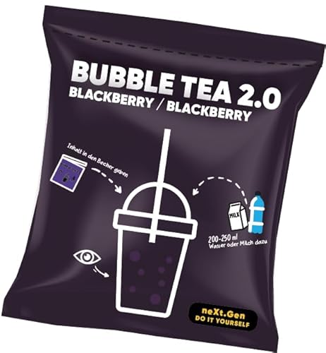 Brombeere Bubble Tea 2.0 - Instant Bubble Tea im Beutel inkl. Strohhalme, Einfache Zubereitung, Mit Milch oder Wasser, Perfekt für Unterwegs, Recyclingfähig, Intensiver Geschmack von schultz und könig