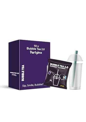 Brombeere Bubble Tea 2.0 Party Set – 10x Instant Bubble Tea inkl. Becher, Deckel & Strohhalme – Perfekt für jede Feier! von schultz und könig