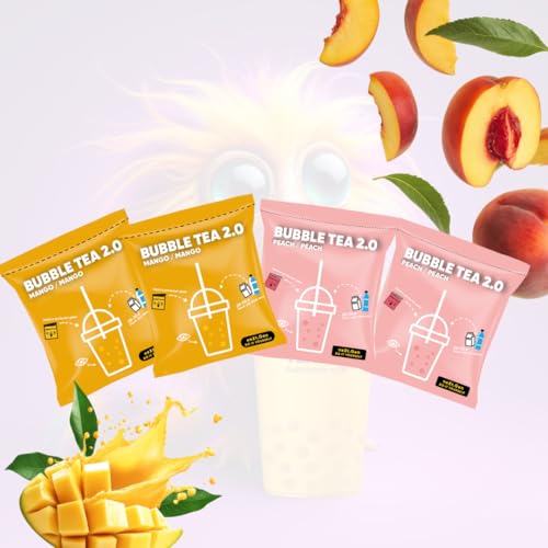 Bubble Tea 2.0 - Instant Bubble Tea Set - Vegan, koffeinfrei, Bubble Sirup und Perlen inkl. Strohhalme (MangoXPfirsich) von schultz und könig