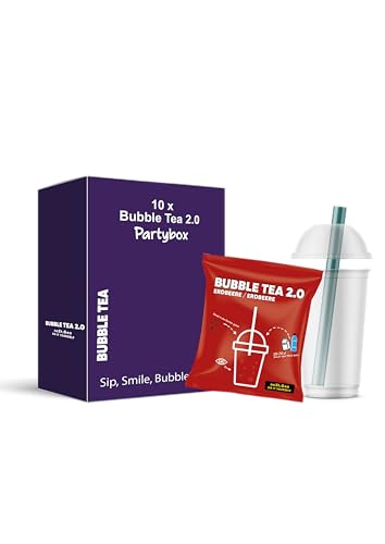 Erdbeere Bubble Tea 2.0 Party Set – 10x Instant Bubble Tea inkl. Becher, Deckel & Strohhalme – Perfekt für jede Feier! von schultz und könig