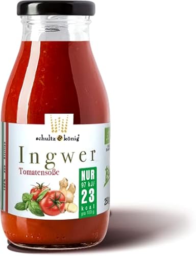 Ingwer BIO Tomatensoße | kalorienarm (23kcal pro 100g) | 100% Kirschtomatensauce | Glutenfrei und Vegan | Ohne Zuckerzusatz | aus Italien | Schultz und König 250g von schultz und könig