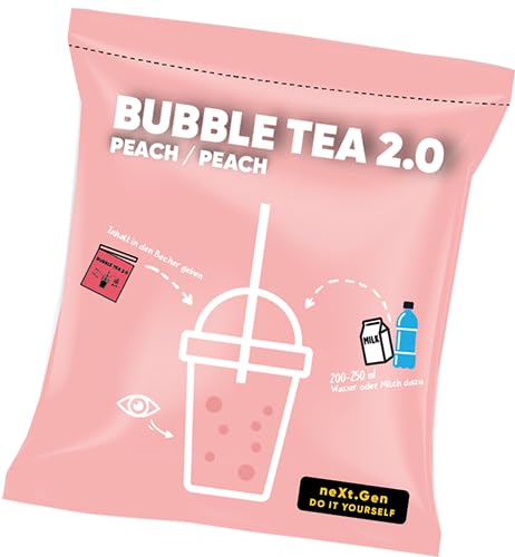 Pfirsich Bubble Tea 2.0 - Instant Bubble Tea im Beutel inkl. Strohhalme, Einfache Zubereitung, Mit Milch oder Wasser, Perfekt für Unterwegs, Recyclingfähig, Intensiver Geschmack von schultz und könig