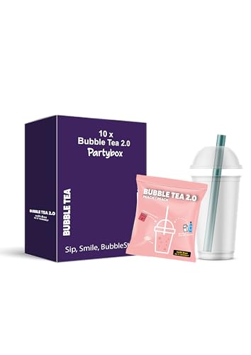 Pfirsich Bubble Tea 2.0 Party Set – 10x Instant Bubble Tea inkl. Becher, Deckel & Strohhalme – Perfekt für jede Feier! von schultz und könig