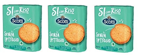 3x Riso Scotti Fette Biscottate Senza Lattosio 40 Laktosefreie Zwieback mit Vollkornmehl ohne Milchproteine ​​und ohne Palmöl 300g Kekse Brotersatz von Riso Scotti