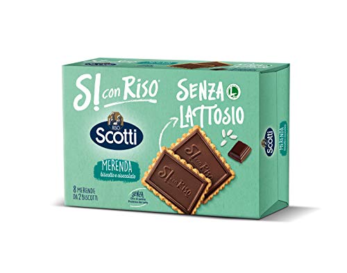 Riso Scotti Senza Lattosio Merenda Biscotto e Cioccolato Kekse mit dunkler Schokolade Laktosefrei Ohne Palmöl und ohne Milchproteine ( 8 x 25g ) 200g Biscuits cookies von Riso Scotti