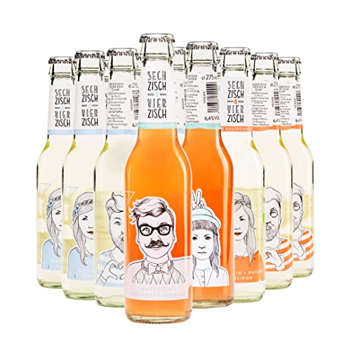 15 Stk Weinpaket - 9x Weissweinschorle, 3x Weisswein-Basilikum, 3x Rosé-Orangenlimonade (15x0,275l) von sechzisch-vierzisch