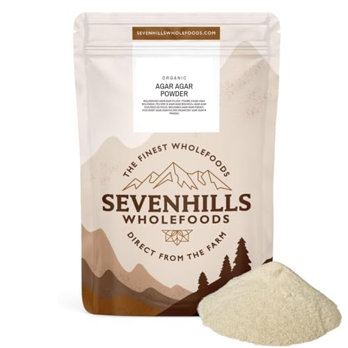 Agar Agar Pulver Bio 100g, Veganes Gelatinepulver, Vegane Gelatine, Glutenfrei, Sevenhills Wholefoods, für Tortencreme, Dessert, Mousse & Marmelade, kalte oder heiße Verarbeitung von sevenhills wholefoods