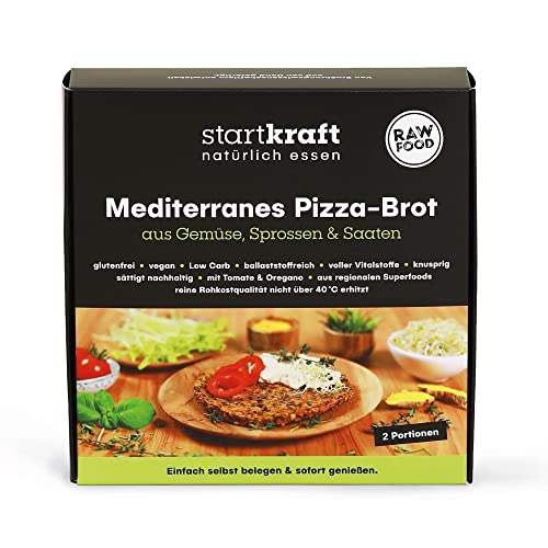 startkraft mediterranes Pizzabrot 120g, Rohkostbrot, 2 Mini Pizzaböden á 60g aus Gemüse und Saaten, vegan und glutenfrei von startkraft