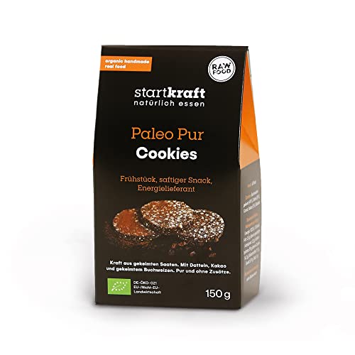 STARTKRAFT Paleo Cookies ohne Zucker Zusätze und mit Datteln - 150g Packung - vegane Cookies mit Superfoods perfekt für Sportler - glutenfrei und laktosefrei von startkraft