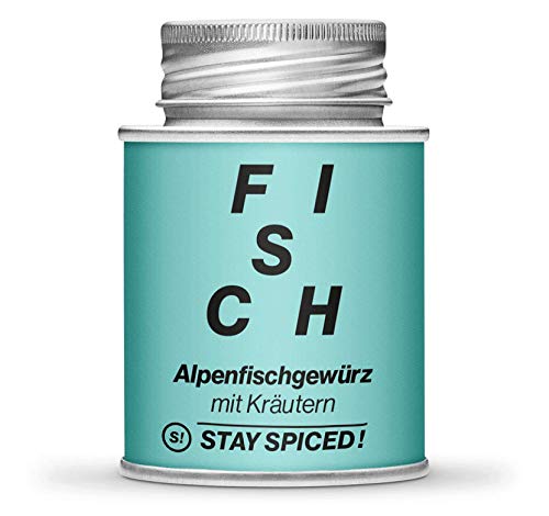 Alpenfisch Gewürz von STAY SPICED ! I Edle Kräuter und Gewürzmischung für Fisch I Fischgewürz | Füllgewicht 90g | 170ml Schraubdose aus Weißblech zu 100% recyclebar von stay spiced!