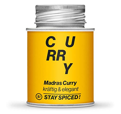 Madras Curry von STAY SPICED ! I Perfekt für Saucen, Suppen und Eintöpfe I Ganz leicht in der Anwendung I intensiv, elegant, vollmundig I Super Geschenkidee I 70g Füllgewicht I in 170ml Weißblechdose von stay spiced!