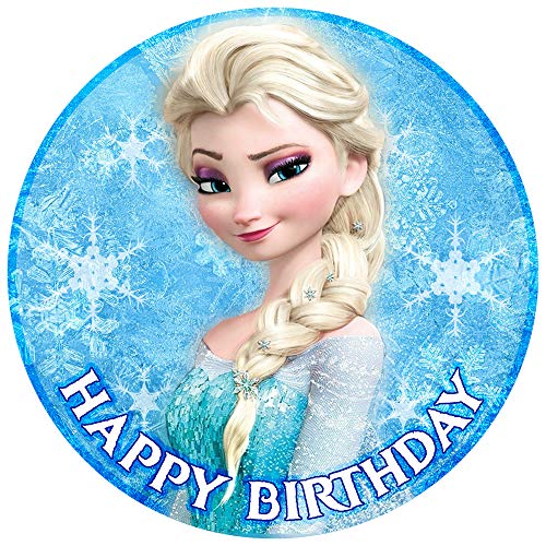 Essbare Tortenaufleger - Tortenaufleger Geburtstag - Tortendeko Elsa Frozen - Geburtstagskuchen Deko aus Fondant - Rund 20 cm - Esspapier Tortendeko - Tortenaufleger Frozen - Cake Decoration von sweet-decor.de