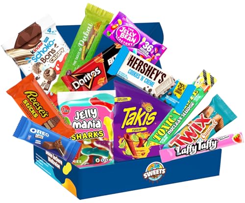 Amerikanische Süßigkeiten Box mit Dubai Schokolade, Schokobons Crispy, Takis & vielem mehr - Beliebte Süßigkeiten aus aller Welt - American Candy Box (M) von sweets aus aller welt