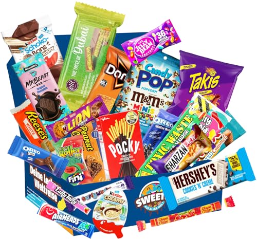 Amerikanische Süßigkeiten Box mit Dubai Schokolade, Schokobons Crispy, Takis & vielem mehr - Beliebte Süßigkeiten aus aller Welt - American Candy Box (XL) von sweets aus aller welt