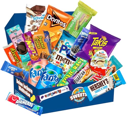 Amerikanische Süßigkeiten Box mit Dubai Schokolade, Schokobons Crispy, Takis & vielem mehr - Beliebte Süßigkeiten aus aller Welt - American Candy Box (XXL) von sweets aus aller welt