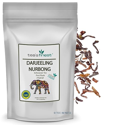 tea`s finest® Schwarzer Tee Darjeeling Nurbong FTGFOP First Flush (500 Gramm) von tea`s finest