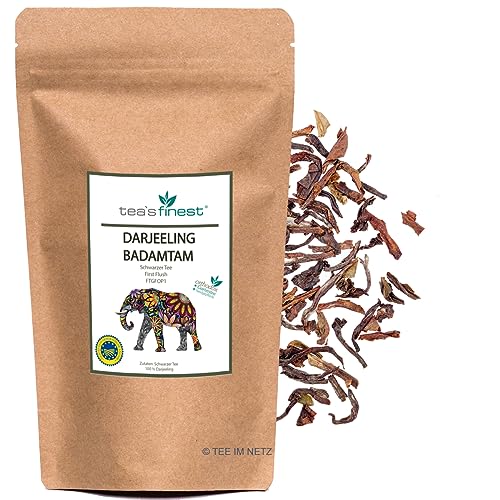 tea`s finest® Schwarzer Tee Darjeeling Badamtam FTGFOP1 First Flush Gartentee (250 Gramm) von tea`s finest