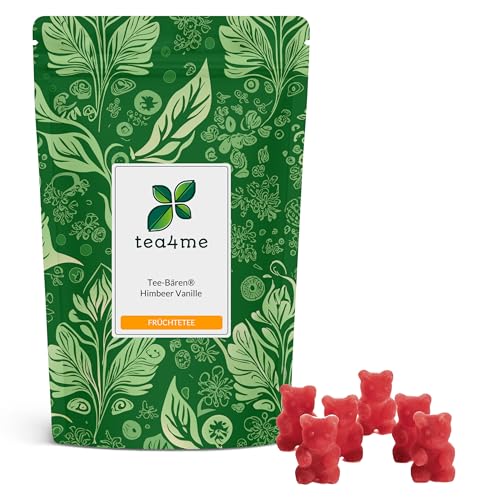 tea4me Tee-Bären® | Himbeere-Vanille | Leckeres Fruchtgummi als Tee oder zum Vernaschen | glutenfrei | Gummibärchen zum Auflösen in Wasser von tea4me