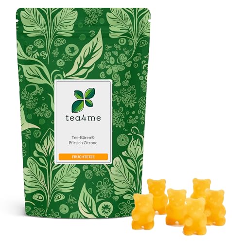 tee4me Tee-Bären® | Zitrone-Pfirsich | Leckeres Fruchtgummi als Tee oder zum Vernaschen | glutenfrei | Gummibärchen zum Auflösen in Wasser von tea4me