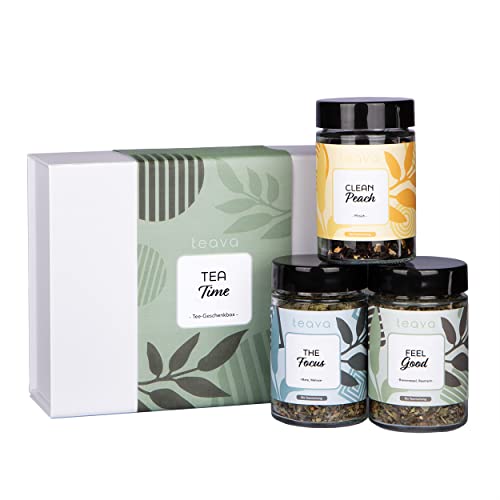 teava "Mixed" -Geschenkbox 3er-Set (vegan) Premium Teemischungen im Glas Top Bio Qualität von teava