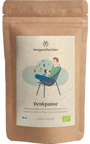 teegeschwister® | Denkpause Bio-Tee | Natürlicher Mate-Tee mit Guarana & Ingwer | Perfekt zum Lernen & Studieren | Energie durch natürliches Koffein | Geschenkidee für Studenten & Schüler | 100g von teegeschwister