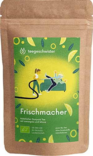 teegeschwister® | Frischmacher Bio-Tee | Natürlicher Guayusa-Tee mit Lemongras & Orangenschalen | Perfekte Kaffeealternative mit natürlichem Koffein | naturbelassen | 80g von teegeschwister