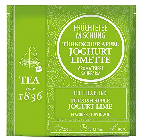 2 X teemando® Früchteteemischung Türkischer Apfel Joghurt-Limette aromatisiert 50 Pyramidenbeutel im Sachet à 5 g = 2 X 50 Beutel von Teemando