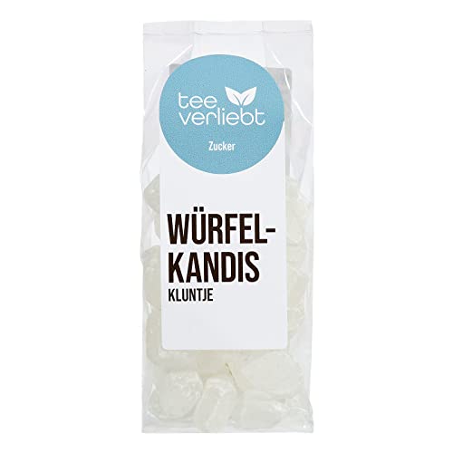 teeverliebt - Kandiszucker weiß extra grob I 5x 250g dicke weiße Kluntjes - im Folien-Beutel I große Kandiswürfel - rustikaler Tee-Zucker I weißer Kluntje Kandis 5x 250 g von teeverliebt