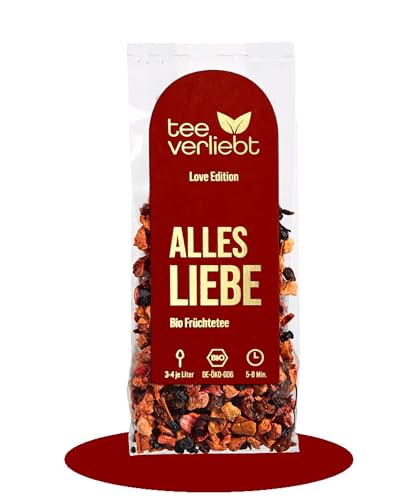 teeverliebt - Alles Liebe BIO Früchtetee 100g lose | Love Edition | leckere Bio Früchtetee-Mischung ideal als Geschenk und für Muttertag von teeverliebt