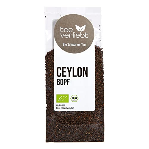 teeverliebt - Bio Ceylon-Tee lose 100g I loser Feinschnitt Schwarztee Bio aus Sri Lanka - angenehm runder & kräftiger Geschmack I Qualitäts-Blattgrad BOPF I Bio Schwarzer Tee lose 100 g von teeverliebt