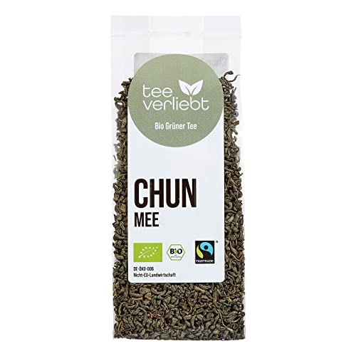 teeverliebt - Bio China Green Tea CHUN MEE I loser Bio Grüntee I Grüntee Bio aus der südchinesischen Provinz Hunan nach Fairtrade Standard I Grüner Tee Bio lose 100 g von teeverliebt