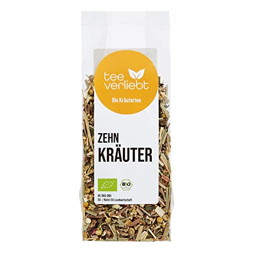 teeverliebt - Bio Kräutertee 10-Kräuter 70 g I Lose Kräuterteemischung mit Zitronengras Pfefferminz Brennnesselblätter Orange Fenchel I aus kontrolliert biologischem Anbau I 70 g von teeverliebt