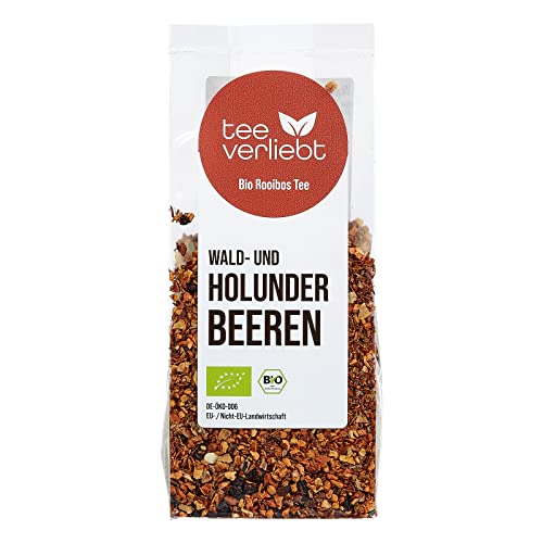 teeverliebt - Bio Rooibos Tee Wald- und Holunderbeeren 100 g I Loser Rotbusch-Tee - koffeinfrei I Fruchtige Beeren & Würziger Roibusch I Aus kontrolliert biologischem Anbau I 100g von teeverliebt