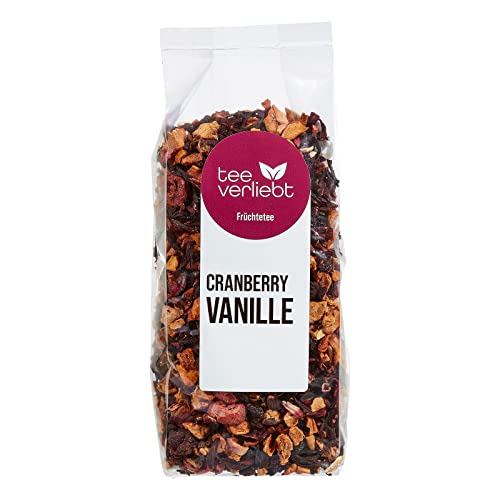 teeverliebt - Loser Früchtetee Cranberry Vanille 200 g I Früchtetee lose I herbe, säuerlich und gleichzeitig süße Komposition der Tee-Mischung I Früchtetee lose 200g von teeverliebt