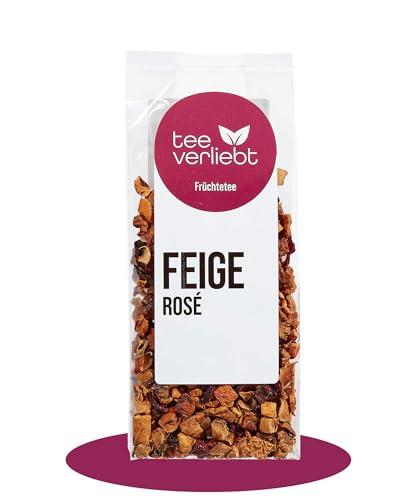 teeverliebt - Loser Früchtetee Feige Rose 100 g I Früchtetee lose I fruchtig-exotische Tee-Mischung mit Feigenstückchen & Rosenblütenblättern I hochwertiger Tee lose 100 g von teeverliebt